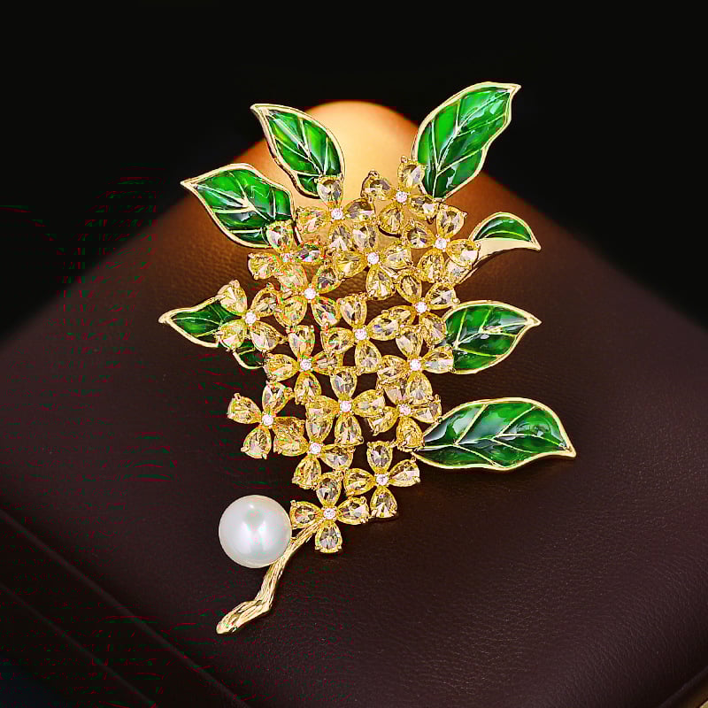 Broš Osmanthus Series – varš, sievietes stils, ziedu forma, elektroplēšana