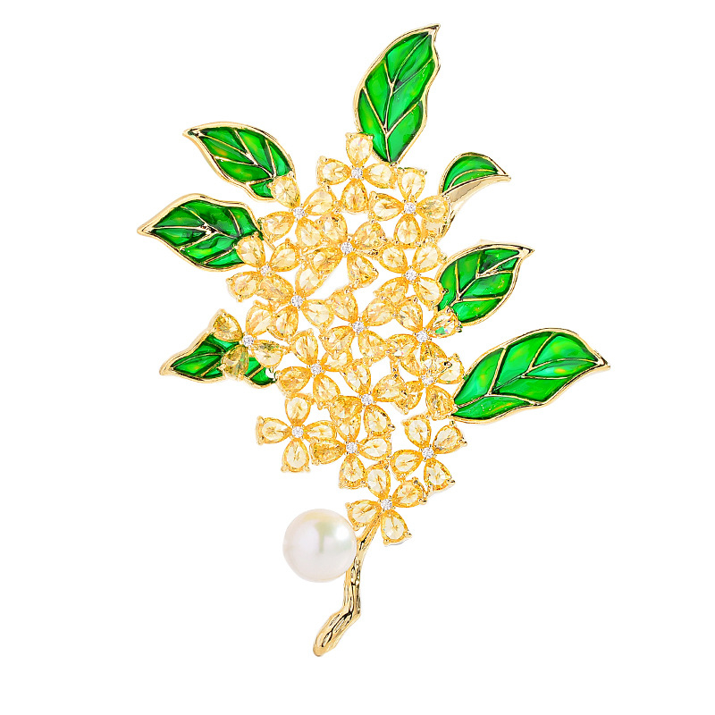 Broš Osmanthus Series – varš, sievietes stils, ziedu forma, elektroplēšana