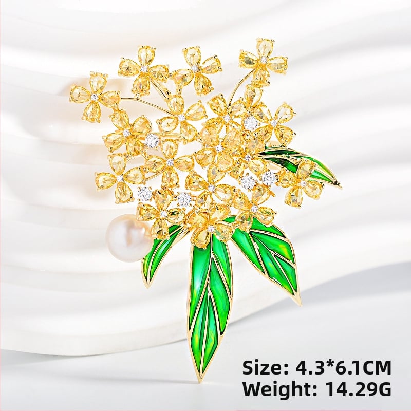 Broš Osmanthus Series – varš, sievietes stils, ziedu forma, elektroplēšana