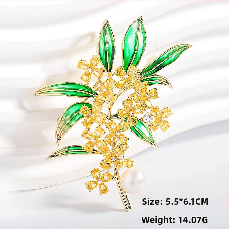 Broš Osmanthus Series – varš, sievietes stils, ziedu forma, elektroplēšana