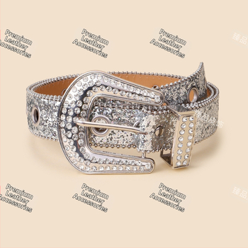 Γυναικεία ζώνη μέσης με στρας, PU δέρμα, αγκράφα με καρφί, πλάτος 2-4 εκ, INS στυλ