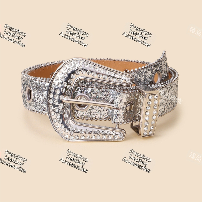 Dámsky opasok na pás s kamienkami, PU koža, pracka s kolíkom, šírka 2-4 cm, INS štýl