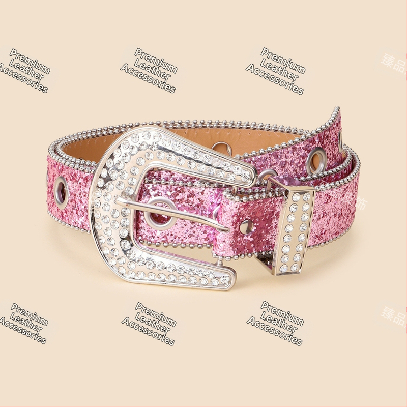 Moterų juosmens diržas su kristalais, PU oda, sagtis su smeigtuku, plotis 2-4 cm, INS stilius