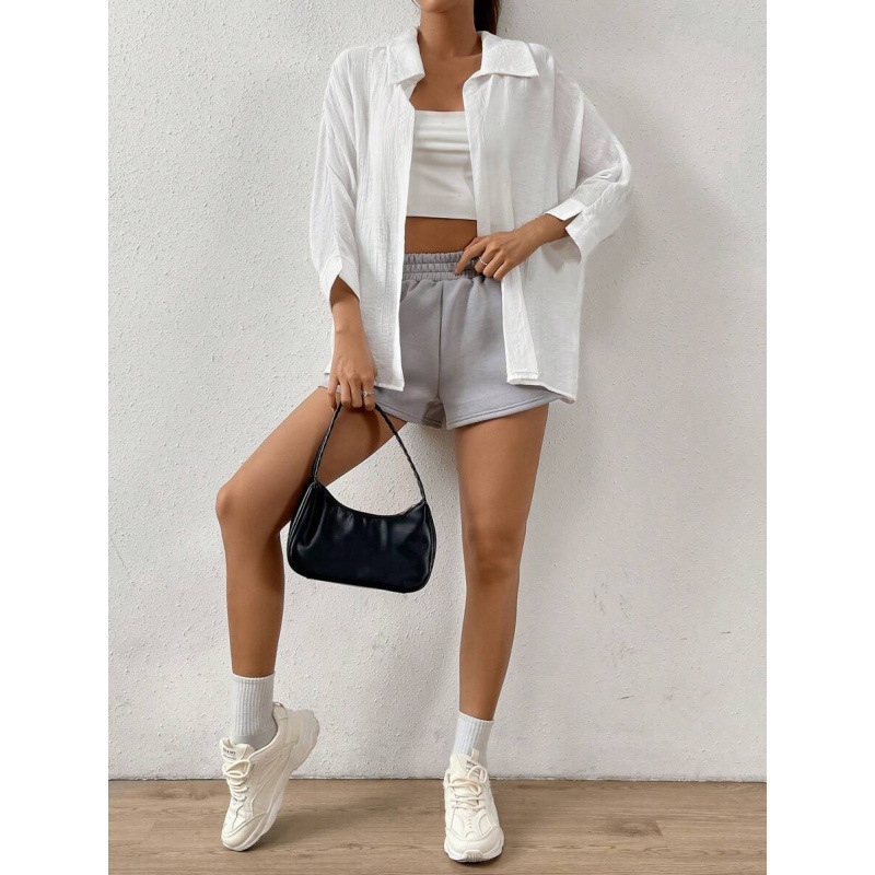 Lininiai marškiniai, keturių krypčių elastumas, slim fit, plačiai atversta kaklo apykaklė, ¾ rankovės