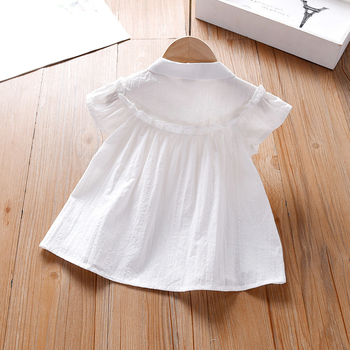 Κοριτσίστικο πουκάμισο από 100% βαμβάκι με κοντά μανίκια, γλυκό ρετρό στυλ, Καλοκαίρι 2025, για ηλικίες 2–7 ετών.