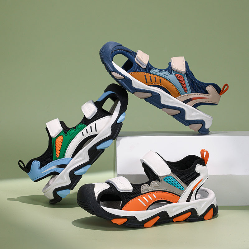 Sandale sport pentru copii băieți, cu Velcro, partea superioară EVA, talpă antiderapantă, pentru copii 4–16 ani, vara 2025