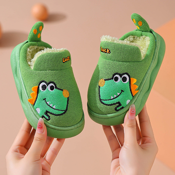 Παιδικές βαμβακερές παντόφλες Unisex, βελούδινο επάνω μέρος, PVC σόλα, σχέδιο καρτούν, φθινοπωρινά-χειμερινά 2024