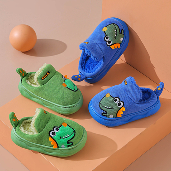 Παιδικές βαμβακερές παντόφλες Unisex, βελούδινο επάνω μέρος, PVC σόλα, σχέδιο καρτούν, φθινοπωρινά-χειμερινά 2024