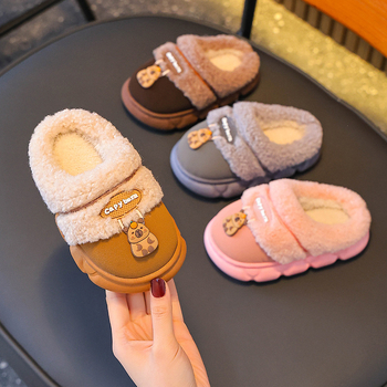 Meileyu Παντόφλες Cartoon Plush wrap-toe, Unisex εσωτερικές ζεστές, φλις επάνω, PVC σόλα, κατάλληλες για φθινόπωρο-χειμώνα