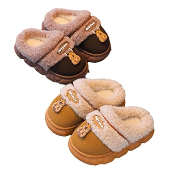 Meileyu Παντόφλες Cartoon Plush wrap-toe, Unisex εσωτερικές ζεστές, φλις επάνω, PVC σόλα, κατάλληλες για φθινόπωρο-χειμώνα