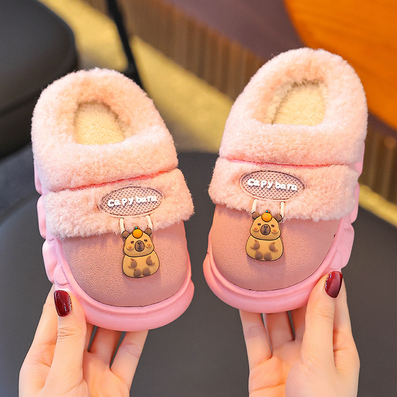 Meileyu Cartoon pūkuotos šlepetės su uždaru pirštu, unisex vidaus šlepetės, fliso viršus, PVC padas, tinka rudens–žiemos sezonai