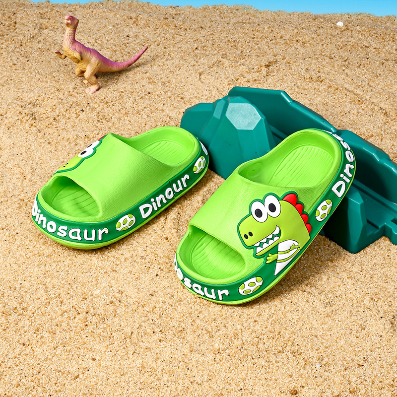 Vaikų EVA sandalai su dinozauro atspaudu, Cartoon modelis, viršus EVA, padas EVA, amžius 4–12 metų, orui laidžios, neslidžios, atsparios dėvėjimui, pavasaris–vasara–rudenį