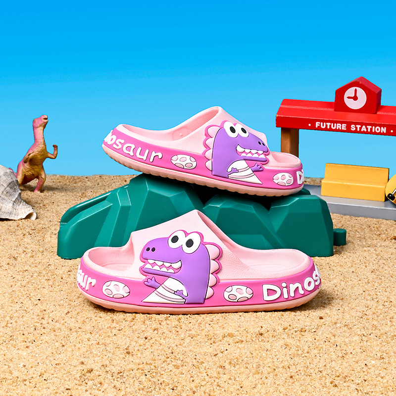 Vaikų EVA sandalai su dinozauro atspaudu, Cartoon modelis, viršus EVA, padas EVA, amžius 4–12 metų, orui laidžios, neslidžios, atsparios dėvėjimui, pavasaris–vasara–rudenį