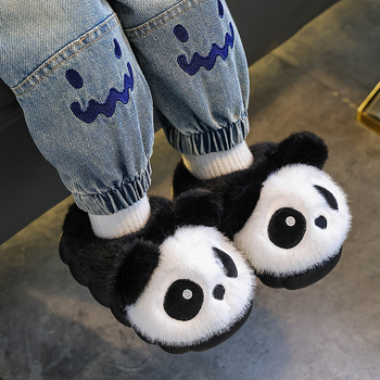 Vaikų medvilninės šlepetės žiemai, Panda dizainas, PVC padas, priešslidus, Unisex