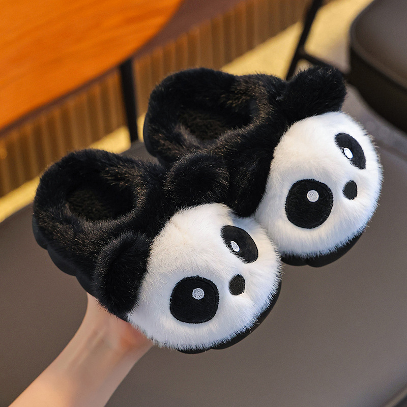 Vaikų medvilninės šlepetės žiemai, Panda dizainas, PVC padas, priešslidus, Unisex