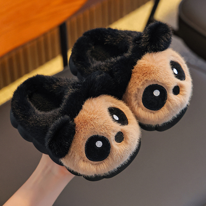 Vaikų medvilninės šlepetės žiemai, Panda dizainas, PVC padas, priešslidus, Unisex
