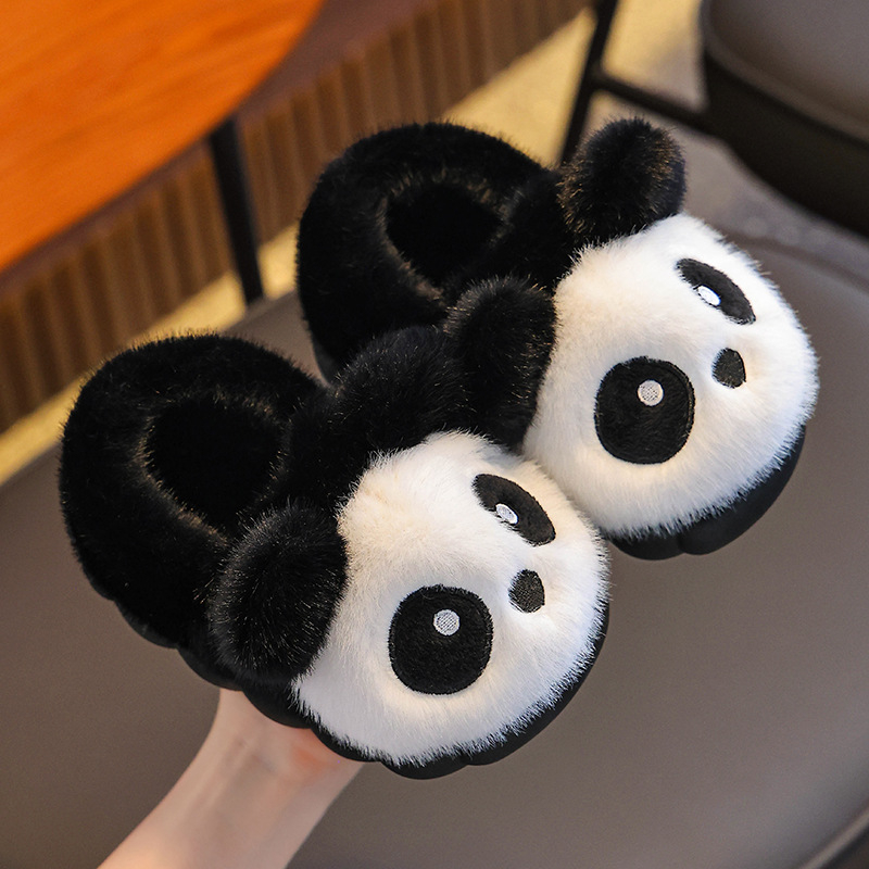 Vaikų medvilninės šlepetės žiemai, Panda dizainas, PVC padas, priešslidus, Unisex