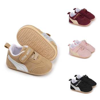Pantofi sport pentru bebeluși cu Velcro, partea superioară din bumbac, talpă din cauciuc moale, anti-derapare și rezistenți la uzură (pentru 12–36 de luni, primăvară-toamnă)