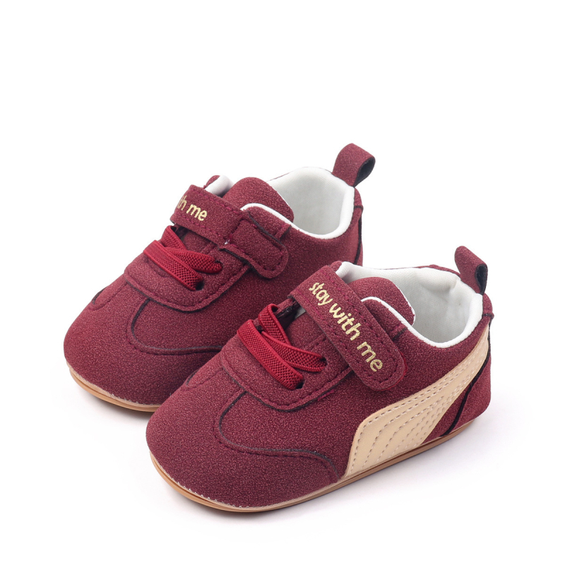 Pantofi sport pentru bebeluși cu Velcro, partea superioară din bumbac, talpă din cauciuc moale, anti-derapare și rezistenți la uzură (pentru 12–36 de luni, primăvară-toamnă)