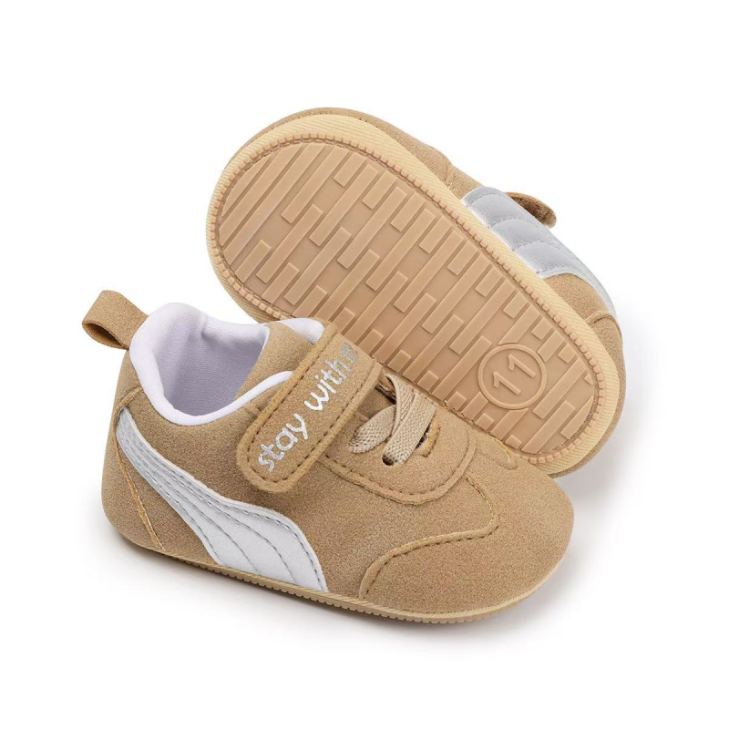 Pantofi sport pentru bebeluși cu Velcro, partea superioară din bumbac, talpă din cauciuc moale, anti-derapare și rezistenți la uzură (pentru 12–36 de luni, primăvară-toamnă)