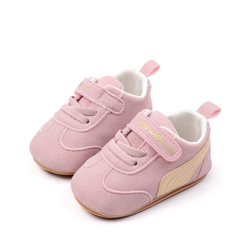 Pantofi sport pentru bebeluși cu Velcro, partea superioară din bumbac, talpă din cauciuc moale, anti-derapare și rezistenți la uzură (pentru 12–36 de luni, primăvară-toamnă)