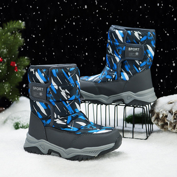 Παιδικά χιονοπέδιλα - επάνω μέρος από τεχνητό δέρμα, παχιά επένδυση φλις, ψηλή γραμμή, κλείσιμο Velcro, σόλα από καουτσούκ