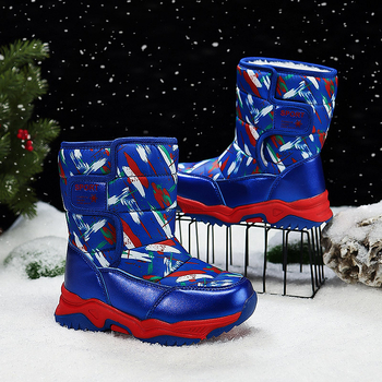 Παιδικά χιονοπέδιλα - επάνω μέρος από τεχνητό δέρμα, παχιά επένδυση φλις, ψηλή γραμμή, κλείσιμο Velcro, σόλα από καουτσούκ