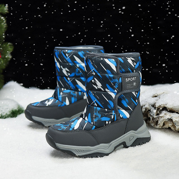 Παιδικά χιονοπέδιλα - επάνω μέρος από τεχνητό δέρμα, παχιά επένδυση φλις, ψηλή γραμμή, κλείσιμο Velcro, σόλα από καουτσούκ