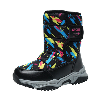 Παιδικά χιονοπέδιλα - επάνω μέρος από τεχνητό δέρμα, παχιά επένδυση φλις, ψηλή γραμμή, κλείσιμο Velcro, σόλα από καουτσούκ