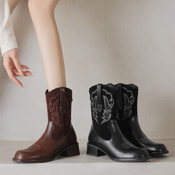 Moteriški odiniai bateliai iš karvių odos, vintage stilius, apvali nosis, kvadratinis kulnas 3–5 cm, užtrauktukas gale