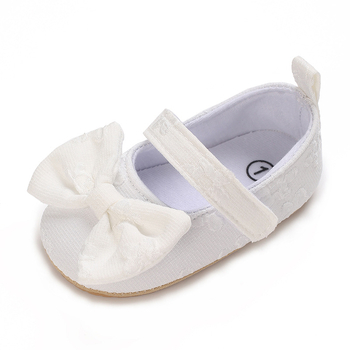 Παιδικά παπούτσια για μικρά κορίτσια, πριγκιπικός σχεδιασμός με φιόγκο, κλείσιμο Velcro, επάνω μέρος από βαμβακερό ύφασμα, μαλακή σόλα