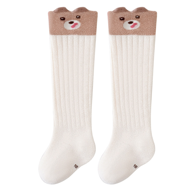 Vaikų kojinės žiemai su fliso viduje, storu šilumos sluoksniu, ilgą vamzdelio dizainu, kvėpuojančios ir prakaitą sugeriančios, karikatūrų raštas