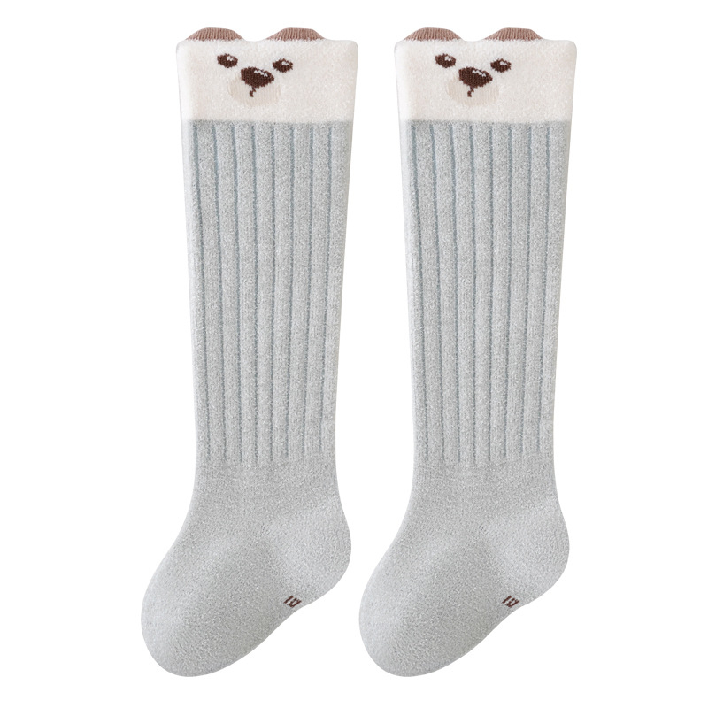 Vaikų kojinės žiemai su fliso viduje, storu šilumos sluoksniu, ilgą vamzdelio dizainu, kvėpuojančios ir prakaitą sugeriančios, karikatūrų raštas
