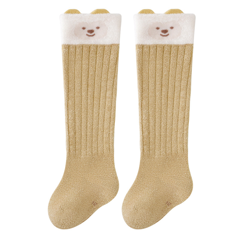 Vaikų kojinės žiemai su fliso viduje, storu šilumos sluoksniu, ilgą vamzdelio dizainu, kvėpuojančios ir prakaitą sugeriančios, karikatūrų raštas