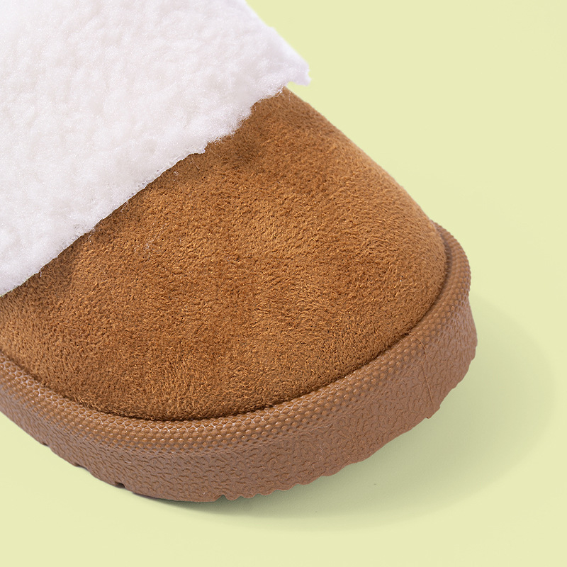 Vaikų žieminės medvilninės šlepetės – viršus iš dirbtinio zomšos, matinė odos apdaila, padas TPR, unisex, amžius 1–12 metų