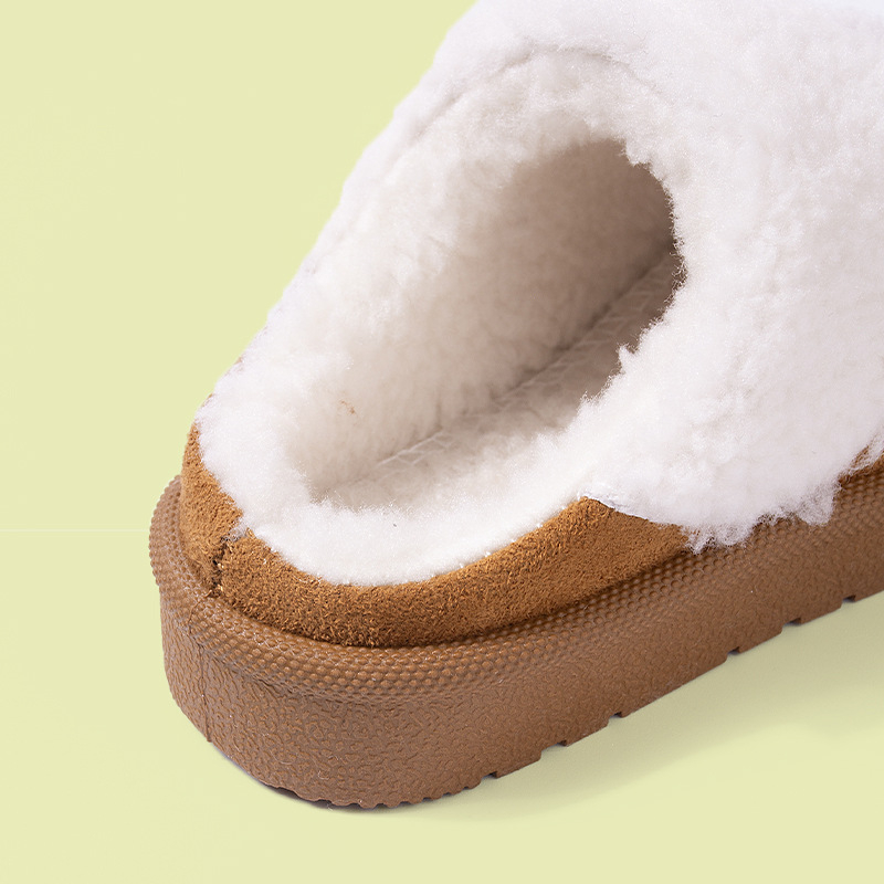 Vaikų žieminės medvilninės šlepetės – viršus iš dirbtinio zomšos, matinė odos apdaila, padas TPR, unisex, amžius 1–12 metų