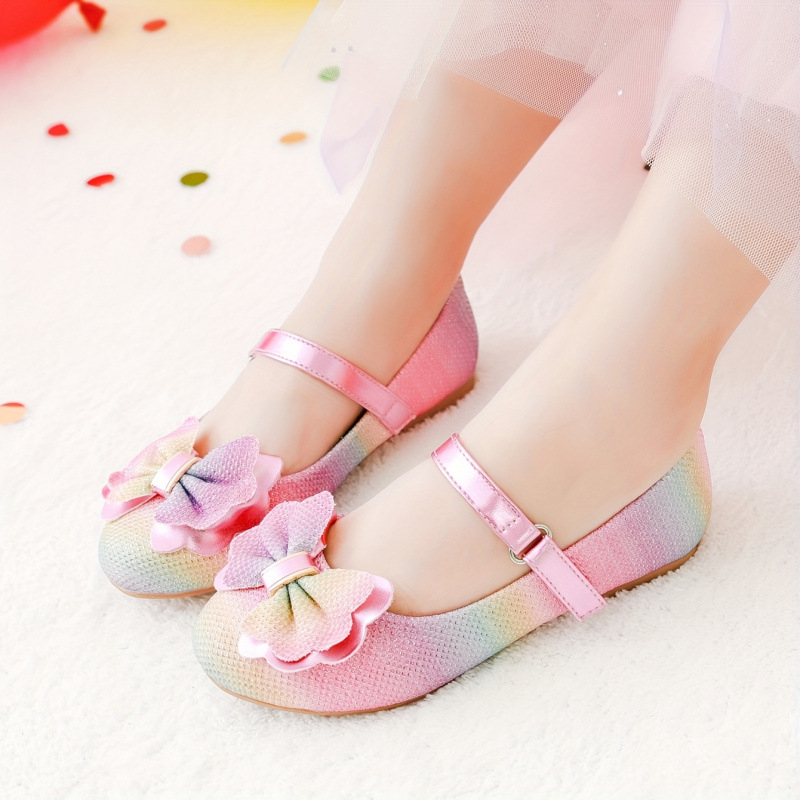 Blizgančios Mary Jane basutės su 3D kaspinu – lengvos, unisex, etninis stilius, viršutinė medžiaga iš fleec, padas iš TPR, vaikams 7–12 metų