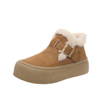 Μποτάκια χιονιού με αγκράφα, ζεστή επένδυση από συνθετικό γούνινο ύφασμα, nubuk δέρμα πάνω μέρος, σόλα καουτσούκ, πλατφόρμα, ψηλό ύψος, για γυναίκες