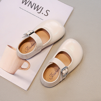 Pantofi Mary Jane pentru fete, stil franțuzesc, partea superioară PU, talpă din cauciuc, închidere Velcro, talpă joasă