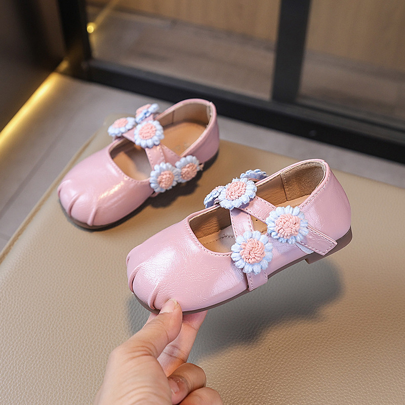 Pantofi pentru fete din microfibră, talpă din cauciuc, căptușeală din piele, închidere Velcro, curea încrucișată, stil coreean, pentru primăvară și toamnă, respirabili, anti-derapare