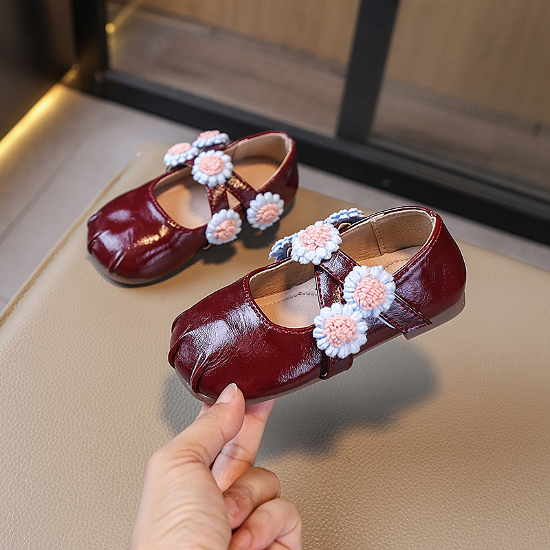 Pantofi pentru fete din microfibră, talpă din cauciuc, căptușeală din piele, închidere Velcro, curea încrucișată, stil coreean, pentru primăvară și toamnă, respirabili, anti-derapare