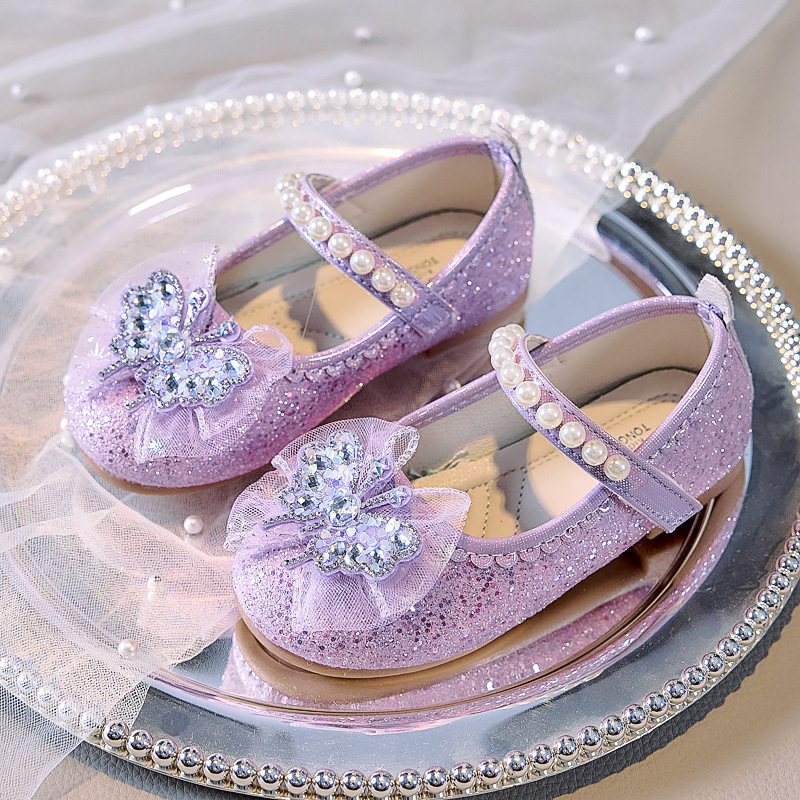 Mergaitėms skirti PU odos bateliai Velcro užsegimu, žemas viršus, vientiso spalvos, guma padas