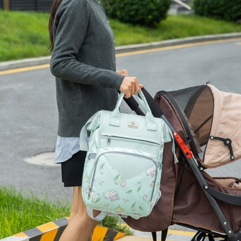 Τσάντα μαμάς και μωρού, μεγάλης χωρητικότητας, φλοράλ σχέδιο, Oxford ύφασμα, μονωμένη αποθήκευση γάλακτος, συμβατή με καρότσι
