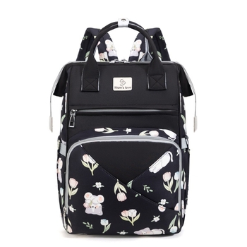 Τσάντα μαμάς και μωρού, μεγάλης χωρητικότητας, φλοράλ σχέδιο, Oxford ύφασμα, μονωμένη αποθήκευση γάλακτος, συμβατή με καρότσι