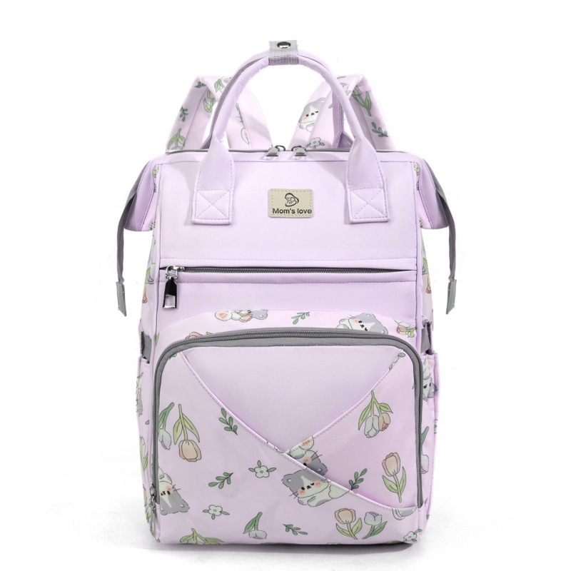 Daudzfunkcionāla mātes un bērnu soma, lielas ietilpības, ziedu raksts, Oxford audums, izolēta piena uzglabāšana, piemērota bērnu ratiem