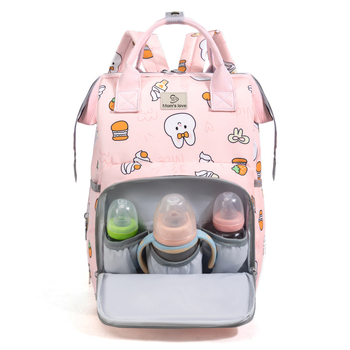 Σακίδιο μαμάς-μωρού με μεγάλο χώρο, μονωμένη θήκη για μπιμπερό, Oxford ύφασμα, σχέδιο με λαγουδάκι καρτούν, ελαφρύ με ιμάντες αεροσυσσωρευτές