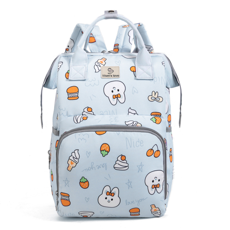 Mātes un bērnu mugursoma ar lielu ietilpību, izolēta pudeles somiņa, Oxford audums, animācijas zaķa raksts, viegla ar gaisa spilveniem plecu siksnās