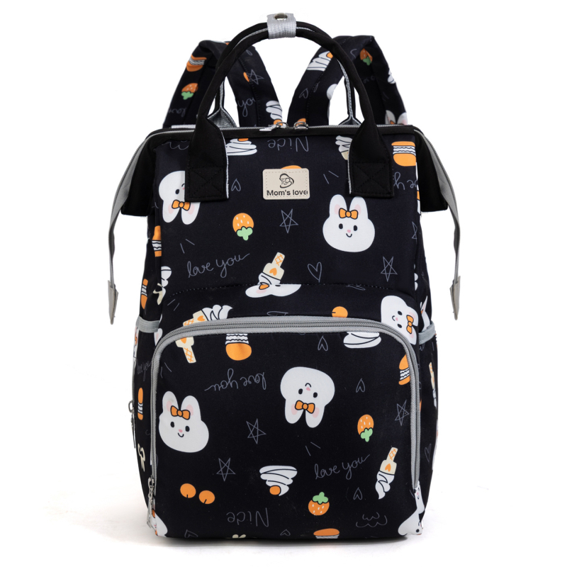 Mātes un bērnu mugursoma ar lielu ietilpību, izolēta pudeles somiņa, Oxford audums, animācijas zaķa raksts, viegla ar gaisa spilveniem plecu siksnās