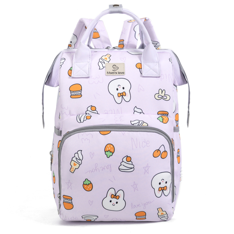 Mātes un bērnu mugursoma ar lielu ietilpību, izolēta pudeles somiņa, Oxford audums, animācijas zaķa raksts, viegla ar gaisa spilveniem plecu siksnās