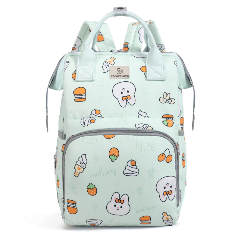 Mātes un bērnu mugursoma ar lielu ietilpību, izolēta pudeles somiņa, Oxford audums, animācijas zaķa raksts, viegla ar gaisa spilveniem plecu siksnās